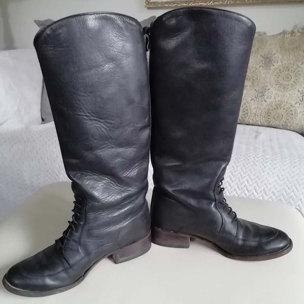 Black Leather Riding Boot - Picture 3 of 6